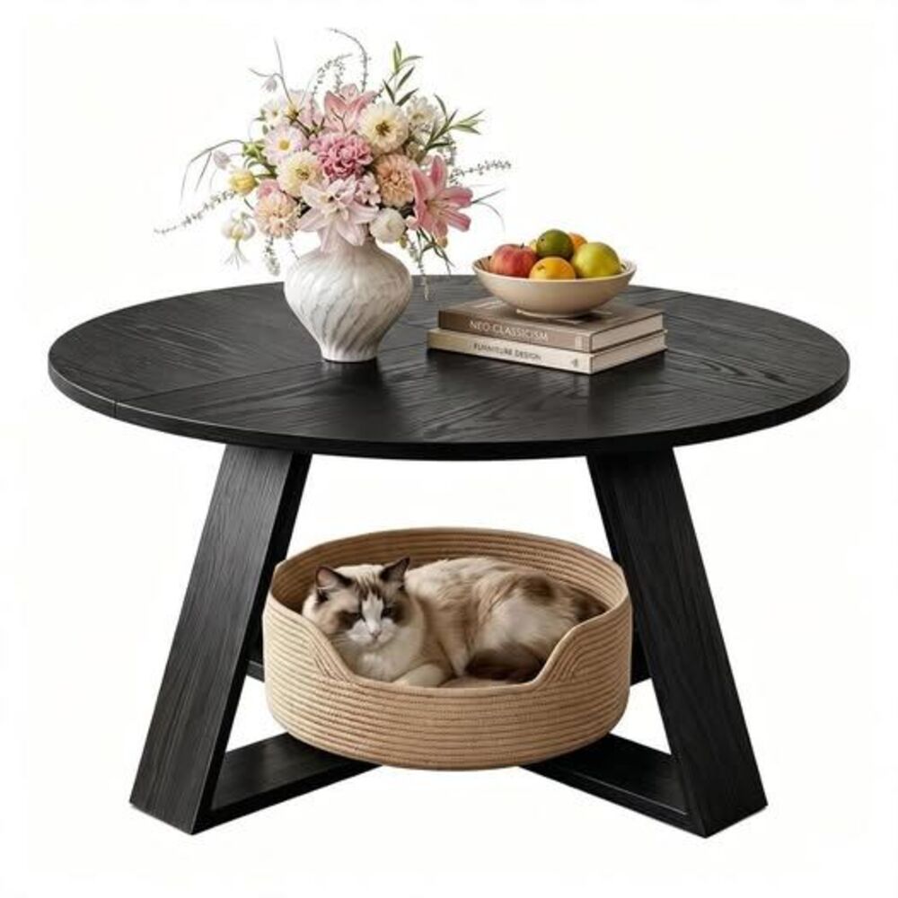Round Coffee Table for Living Room 31.5"D x 31.5"W x 17.7"H